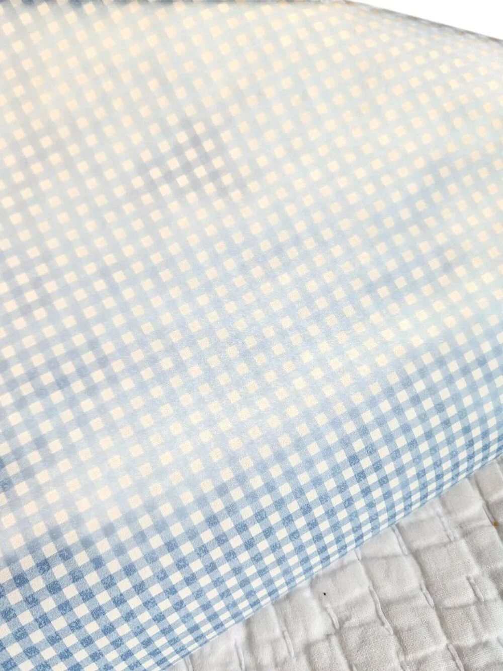 Vintage gingham checked blue wallpaper great for small projects Dollhouse 35 x 2
